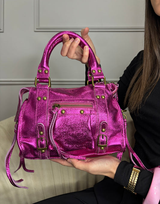Sac cuir petit -Fushia