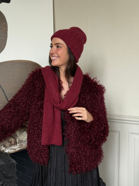 Bonnet + écharpe -Bordeaux