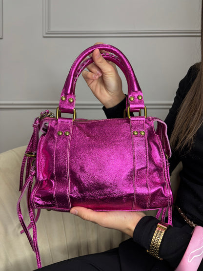 Sac cuir petit -Fushia