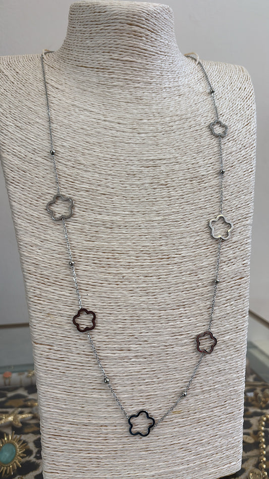 Collier long argenté