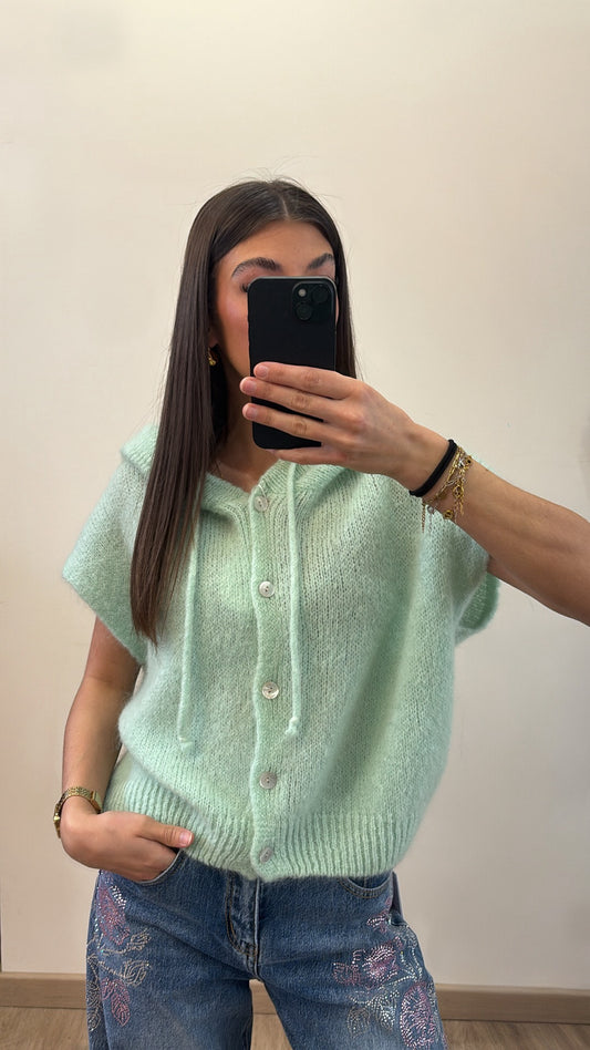 Pull capuche -Vert d’eau