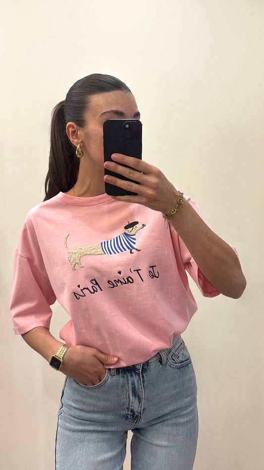 T-shirt Paris -Rose