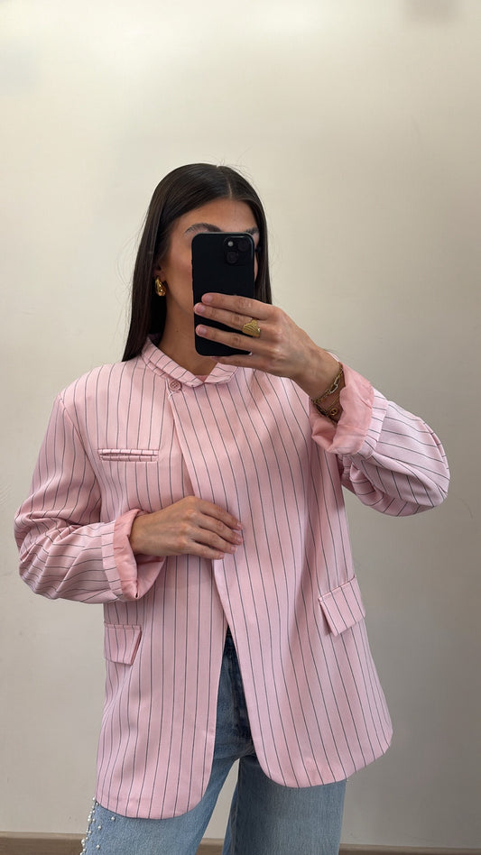 Blazer croisé -Rose rayé