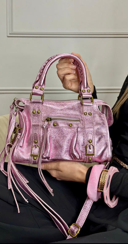 Sac cuir petit -Rose