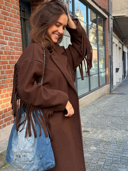 Manteau Franges -Marron