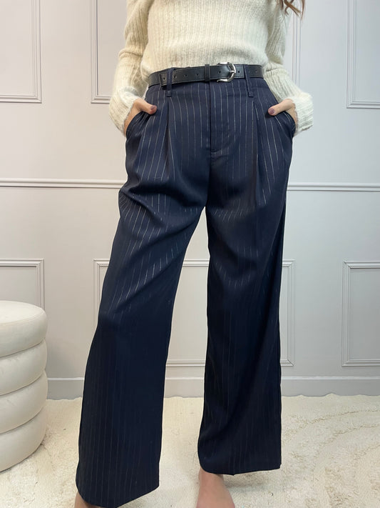 Pantalon Margot - Rayé bleu marine