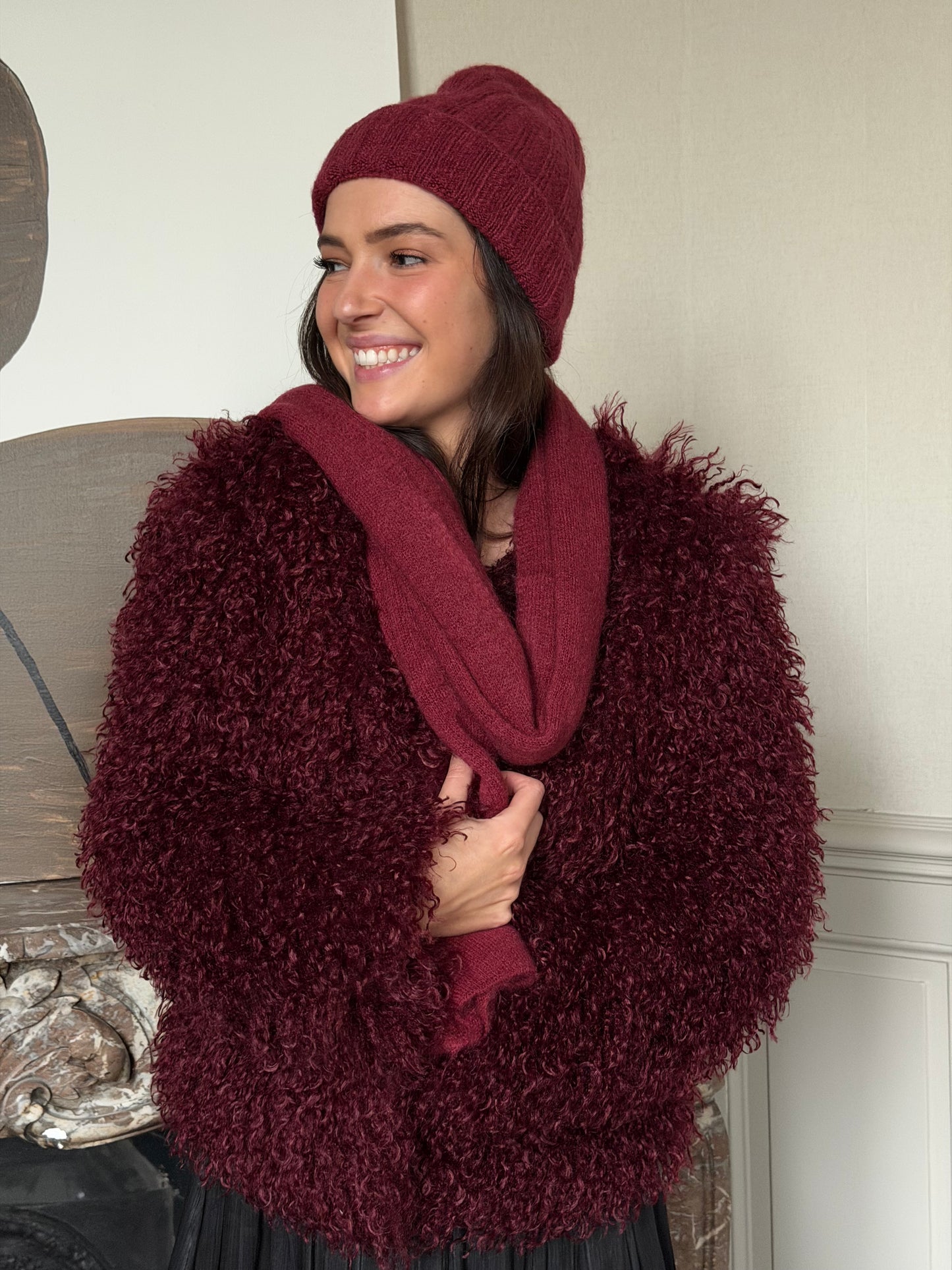 Bonnet + écharpe -Bordeaux