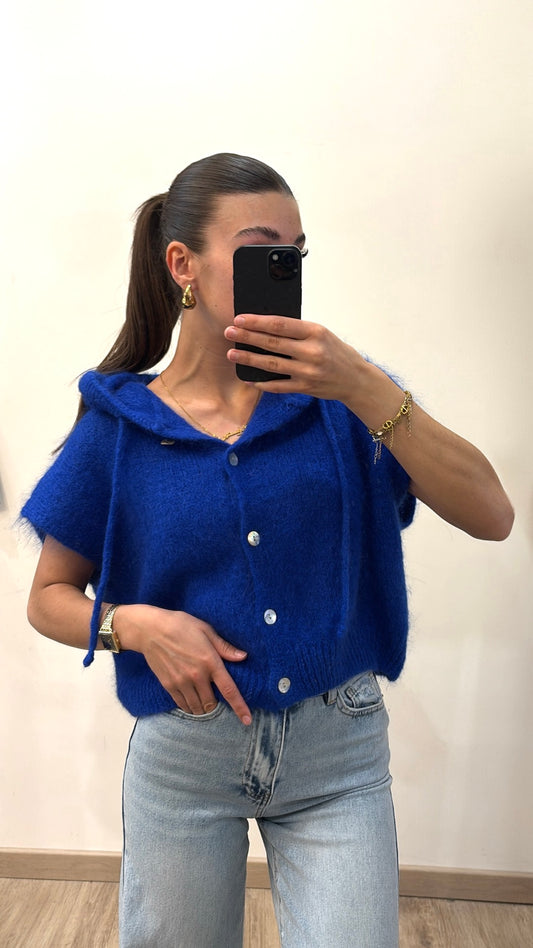 Pull capuche -Bleu