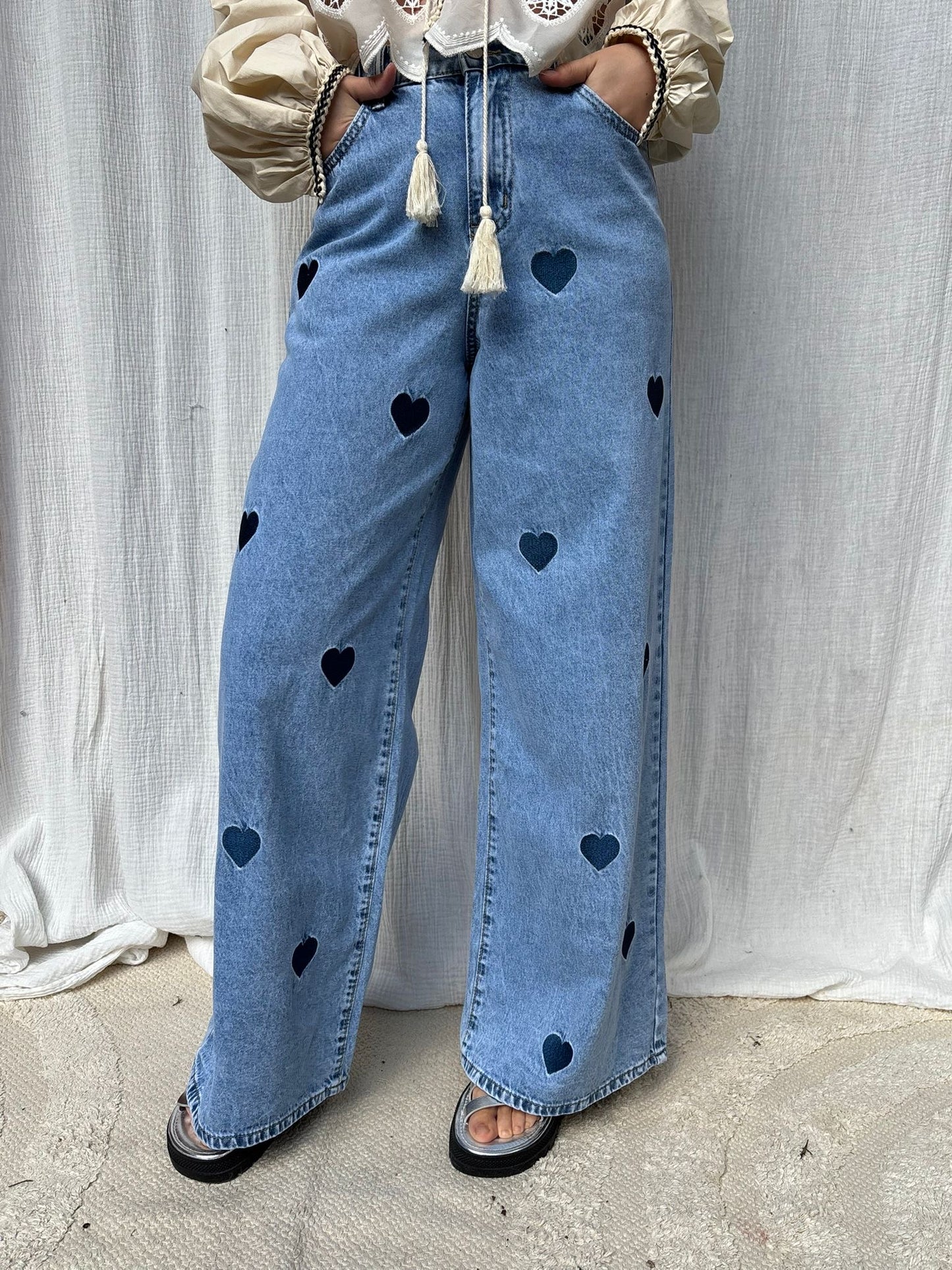 Pantalon Cœur bleu