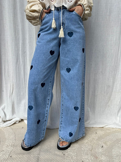 Pantalon Cœur bleu